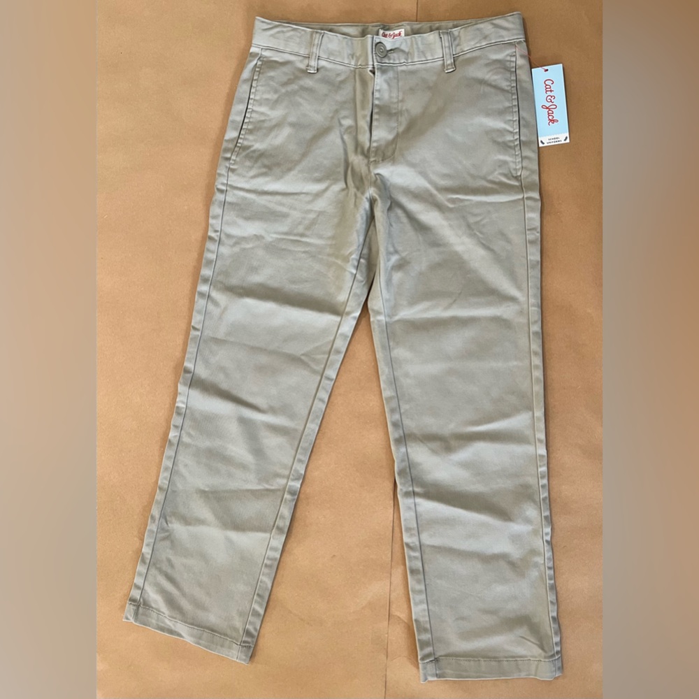 New! Cat & Jack Boy’s Khaki straight chino Pants size 12 Husky